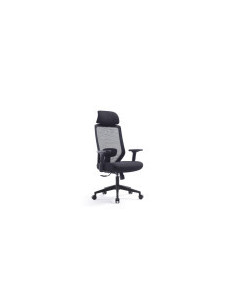 SILLA EJECUTIVA LIVENO OPTIMA CON CABECERA CAPACIDAD 250 LIBRAS MALLA NEGRA