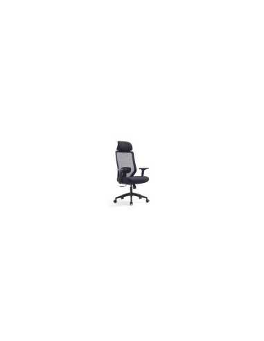 SILLA EJECUTIVA LIVENO OPTIMA CON CABECERA CAPACIDAD 250 LIBRAS MALLA NEGRA