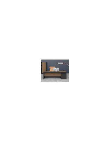 ESCRITORIO EJECUTIVO LIVENO CON GABINETE DE 3 GAVETAS 2 REPIZAS 1.40 X 1.40 X 0.75 MTS CAFE CLARO OAK/NEGRO
