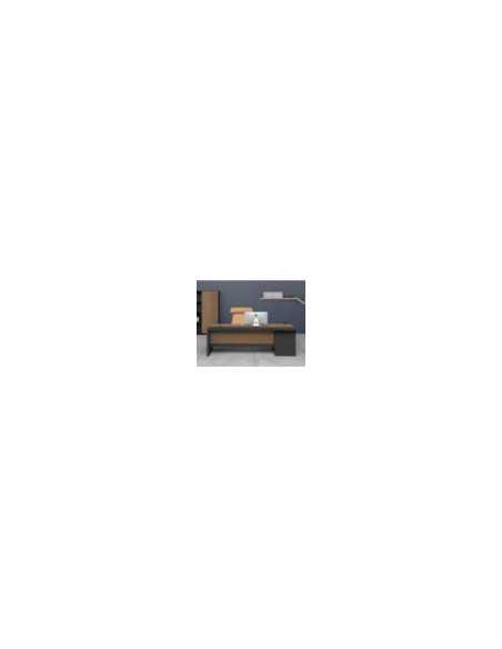 ESCRITORIO EJECUTIVO LIVENO CON GABINETE DE 3 GAVETAS 2 REPIZAS 1.40 X 1.40 X 0.75 MTS CAFE CLARO OAK/NEGRO