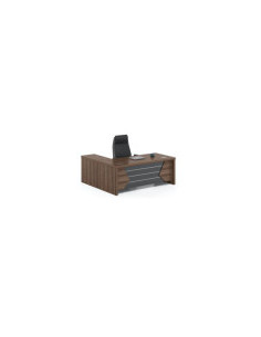 ESCRITORIO EJECUTIVO LIVENO CON GABINETE DE 2 PUERTAS 1.60 X 1.60 X 0.75 MTS EBANO/GRIS
