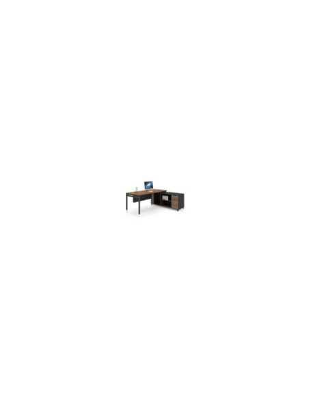 ESCRITORIO EJECUTIVO LIVENO CON GABINETE DE 2 GAVETAS 3 REPIZAS 1.60 X 1.60 X 0.75 MTS CAFE CLARO /NEGRO