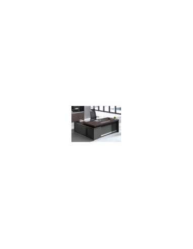 ESCRITORIO EJECUTIVO LIVENO CON GABINETE 1.80 X 1.80 X 0.76 MTS EBANO OAK/GRIS