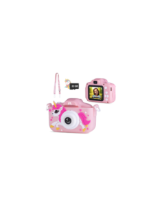 CAMARA DIGITAL ARGOM MAGIC PIX 81 HD 1080P 40MPX 32GB LENTE DUAL MP3 PUERTO USB-C CON FUNDA PROTECTORA PARA NIÃ‘OS ROSADA