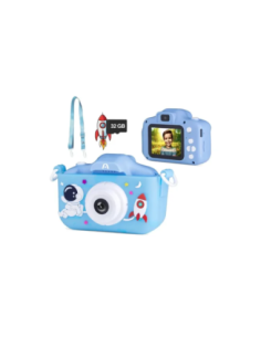 CAMARA DIGITAL ARGOM MAGIC PIX 81 HD 1080P 40MPX 32GB LENTE DUAL MP3 PUERTO USB-C CON FUNDA PROTECTORA PARA NIÃ‘OS AZUL